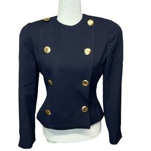 Harve Bernard Double Breasted Navy With Gold Buttons Blazer